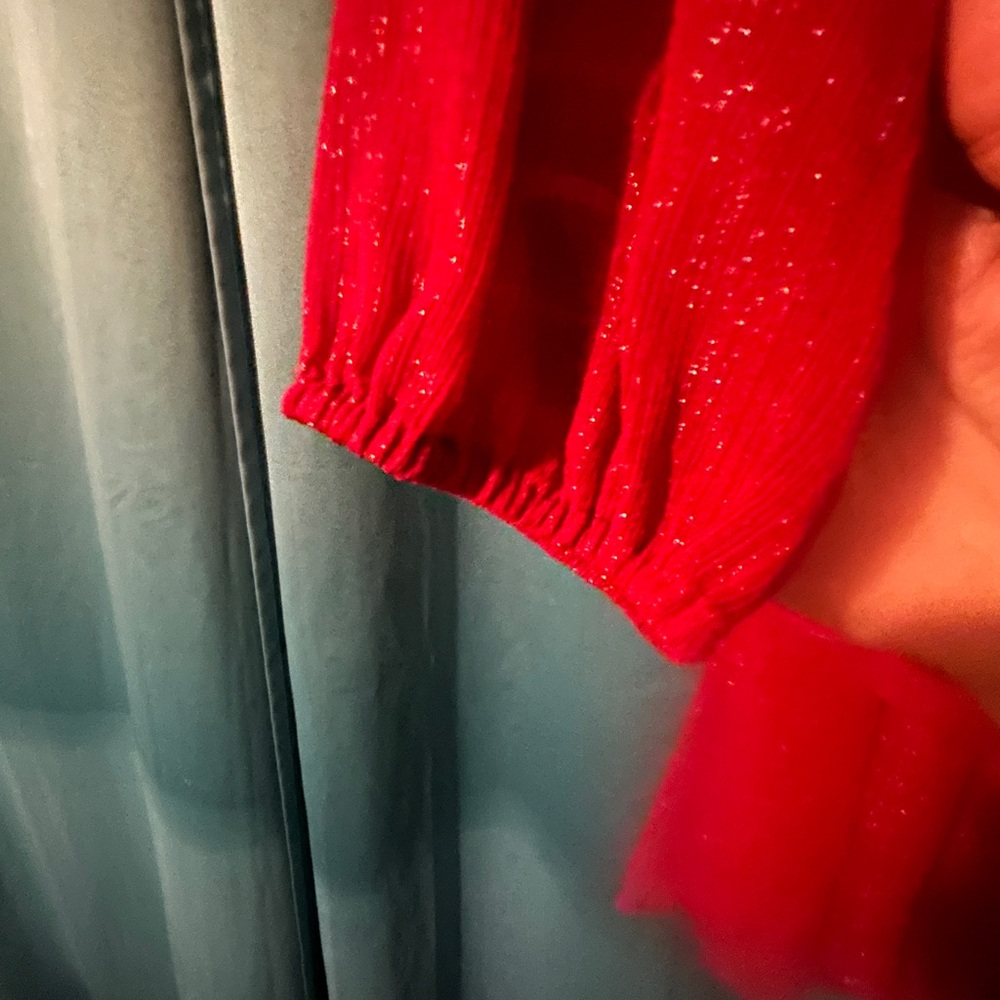 Simply Vera Vera Wang Red Shimmer Blouse - Picture 4 of 5